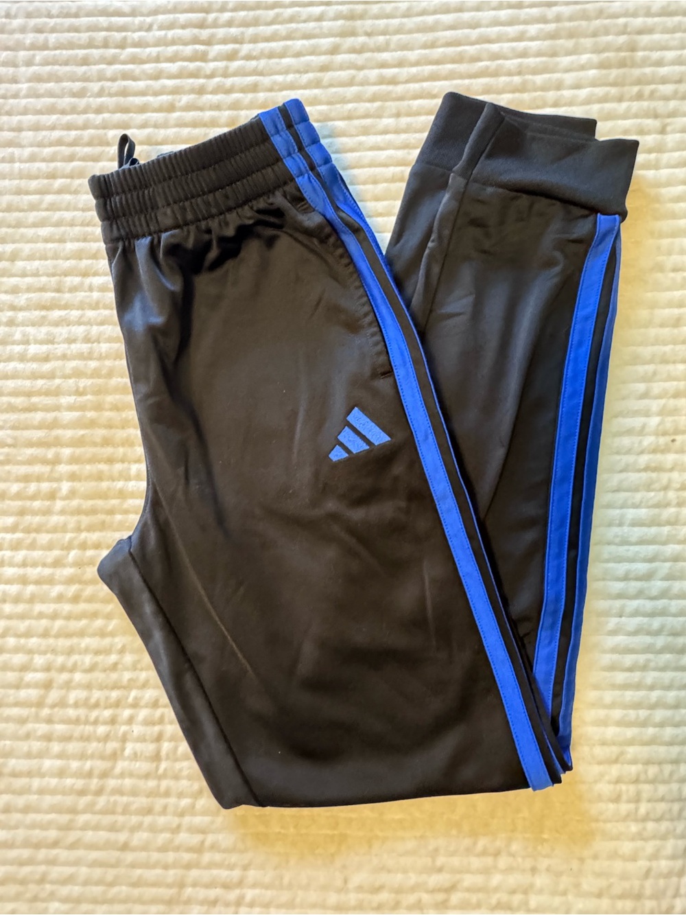 adidas Black Jogger Pants with Blue Stripes